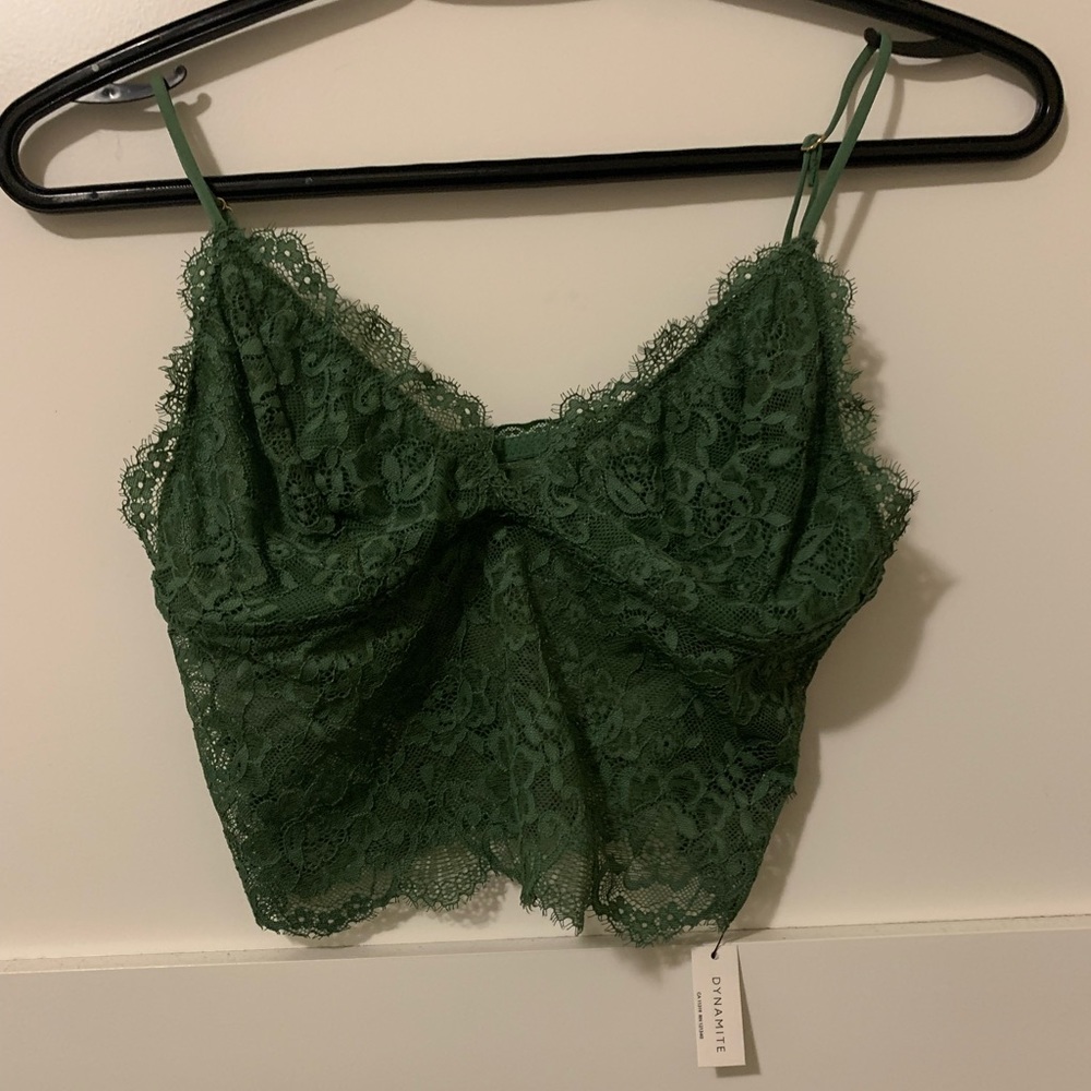 Green lace bralette